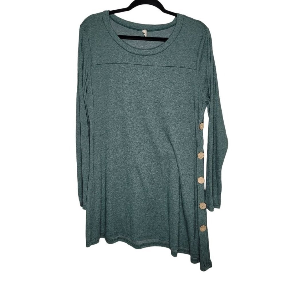 Igenjun Womens Green Scoop neck long sleeve tunic Blouse dress size XL